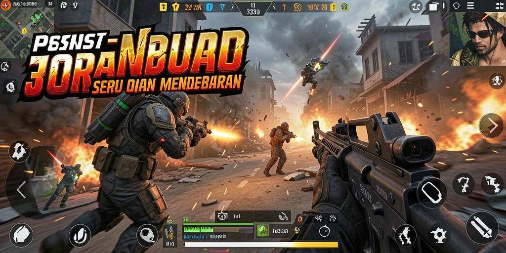 Screenshot gameplay 333V menampilkan aksi pertempuran FPS yang mendebarkan.
