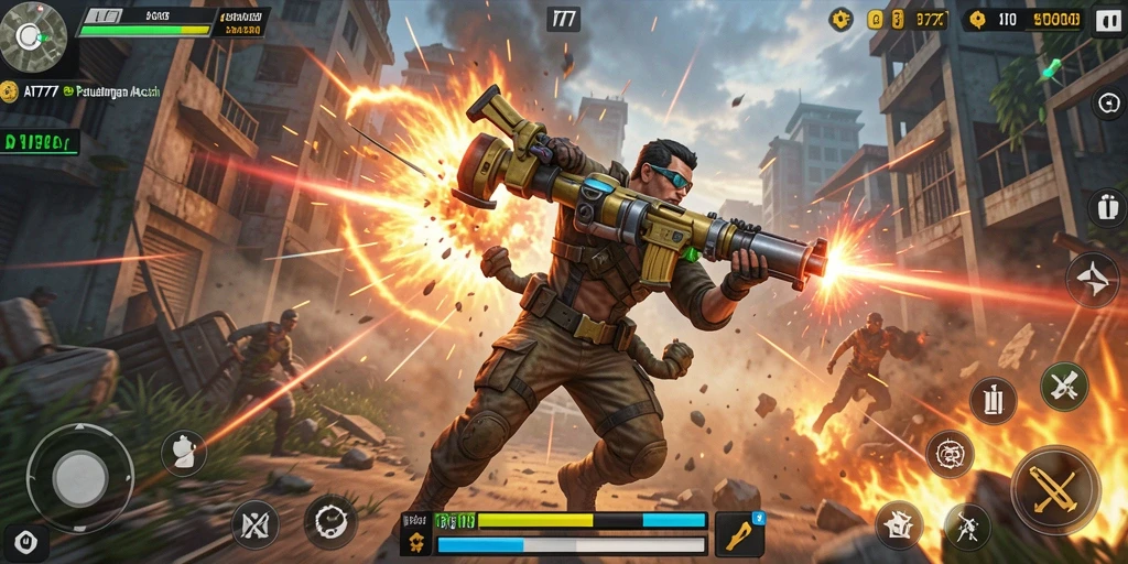 Screenshot gameplay AT777 menampilkan aksi seru dalam pertempuran ARPG.