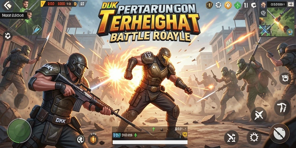 Gameplay DKK menunjukkan pertarungan seru dalam arena Battle Royale.