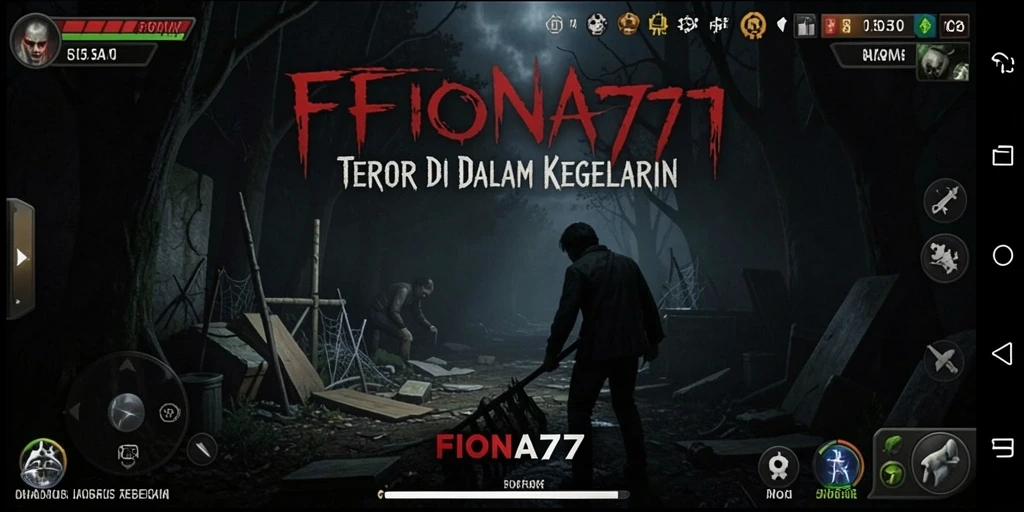Tampilan gameplay menegangkan dalam FIONA77 dengan suasana horor.