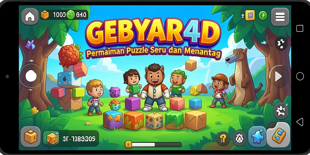 Tampilan gameplay Puzzle GEBYAR4D yang penuh warna dan menantang.