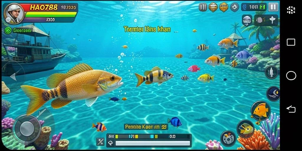 Screenshot gameplay HAO788 menampilkan aksi seru dalam menembak ikan.