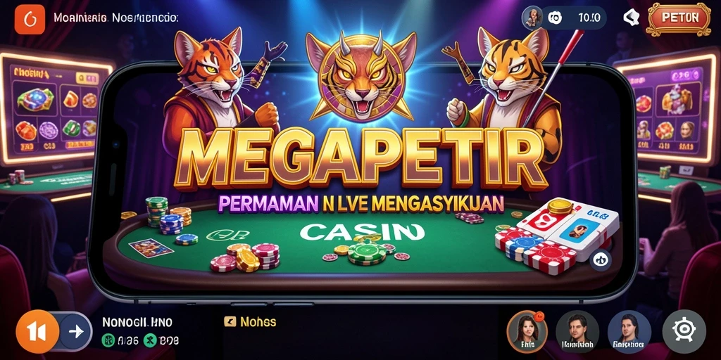 Gameplay MEGAPETIR dengan dealer profesional dan suasana kasino nyata.