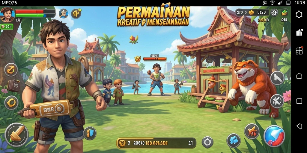 Tampilan gameplay MPO76 yang imersif dan penuh warna.