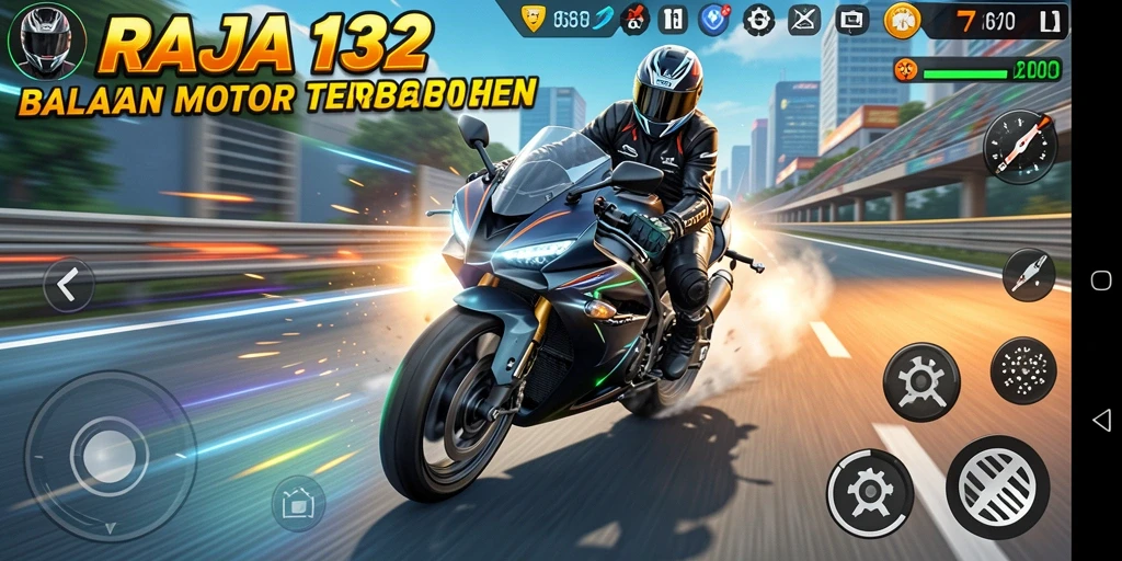 Tampilan gameplay RAJA132 yang mendebarkan saat balapan motor.