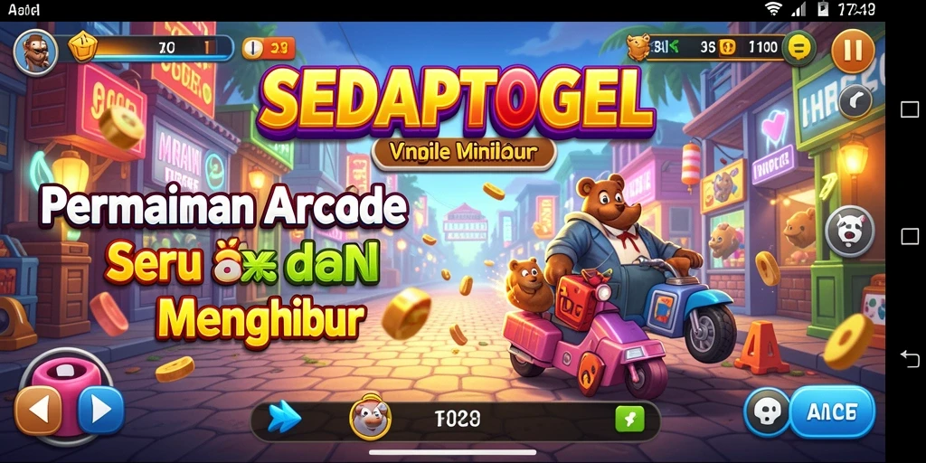 Screenshot utama SEDAPTOGEL yang menunjukkan aksi seru dalam permainan arcade.