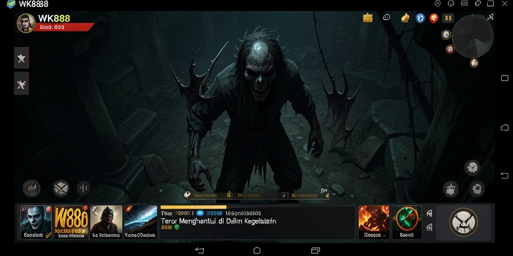 Tampilan gameplay menegangkan dari WK888 dengan suasana Horror yang mencekam.